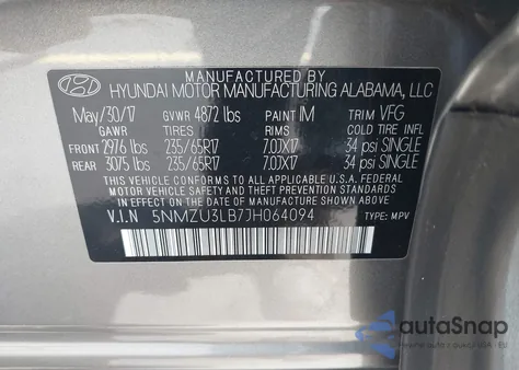 2018 Hyundai Santa Fe Sport 2.4L из США, поврежденный, VIN 5NMZU3LB7JH064094